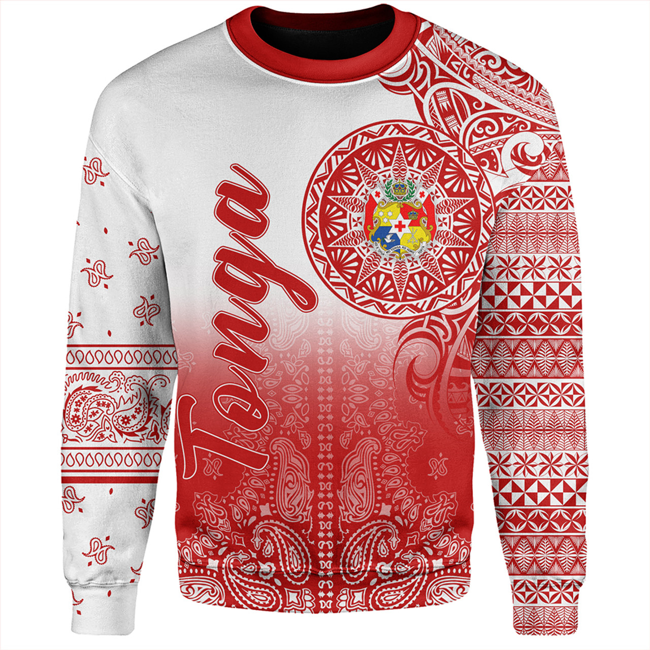 Tonga Sweatshirt Custom Pattern Ngatu With Paisley Style