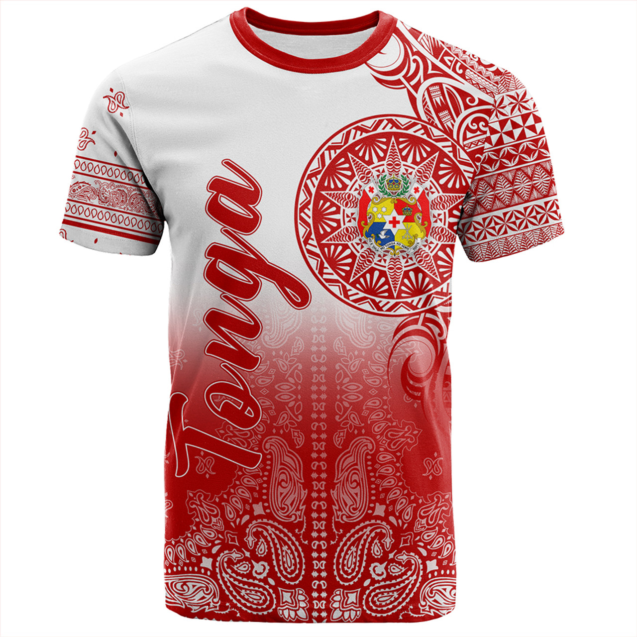 Tonga T-Shirt Custom Pattern Ngatu With Paisley Style