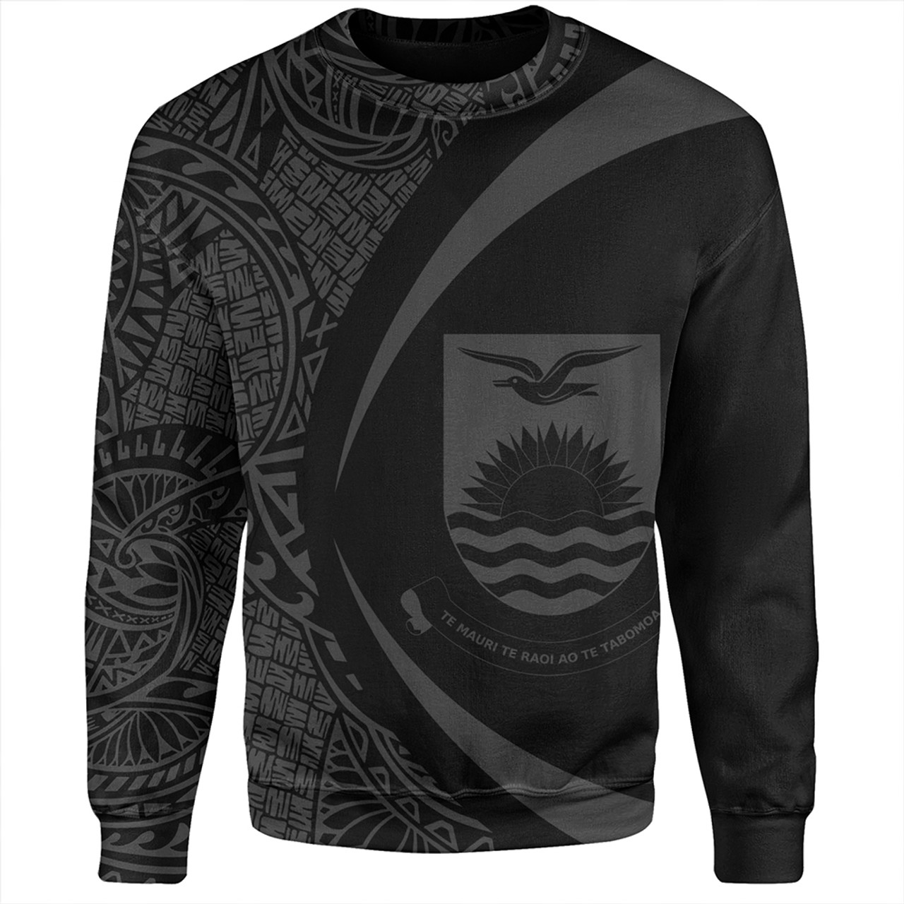 Kiribati Sweatshirt Coat Of Arm Lauhala Gray Circle