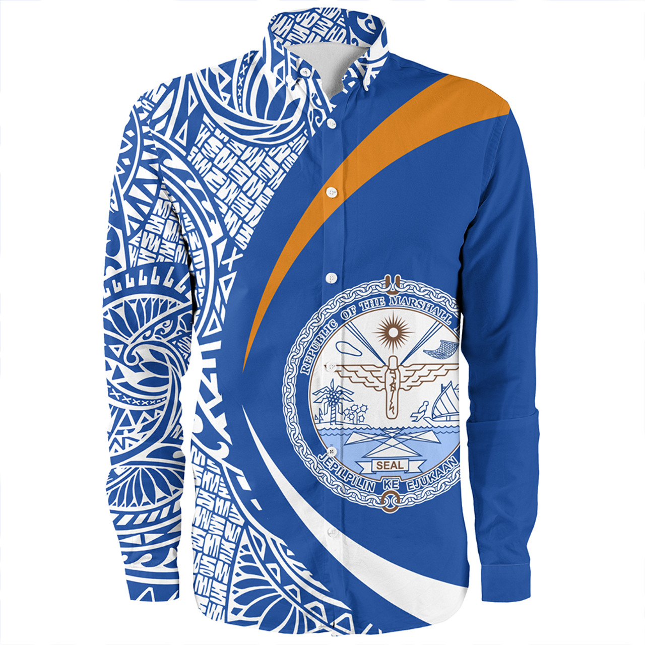 Marshall Islands Long Sleeve Shirt Coat Of Arm Lauhala Circle