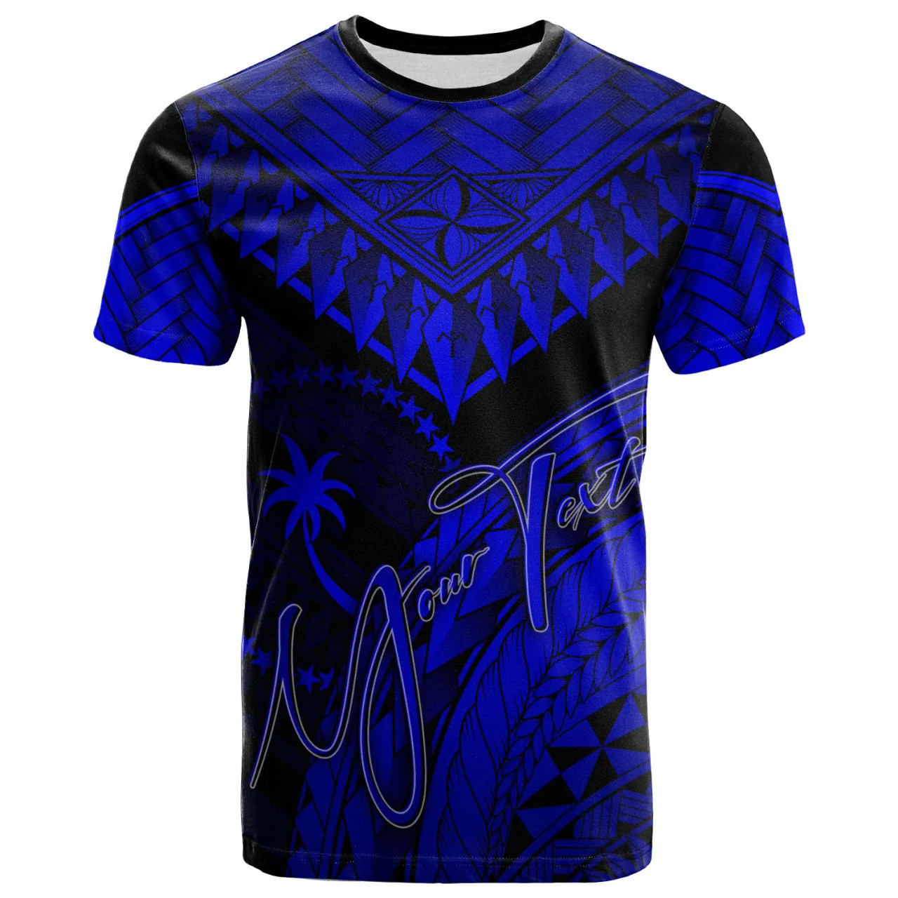 Chuuk Custom Personalised T-Shirt Royal Blue- Polynesian Necklace and Lauhala 1