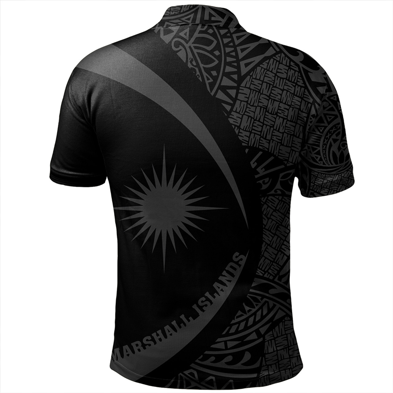 Marshall Islands Polo Shirt Coat Of Arm Lauhala Gray Circle