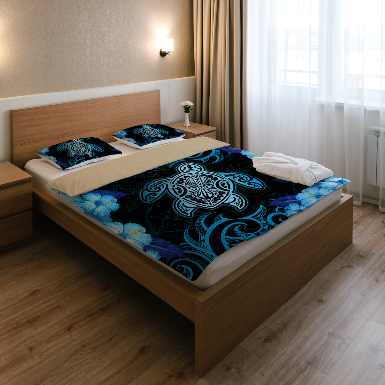 Hawaii Bedding Set - Hawaii Turtle Hibiscus Blue