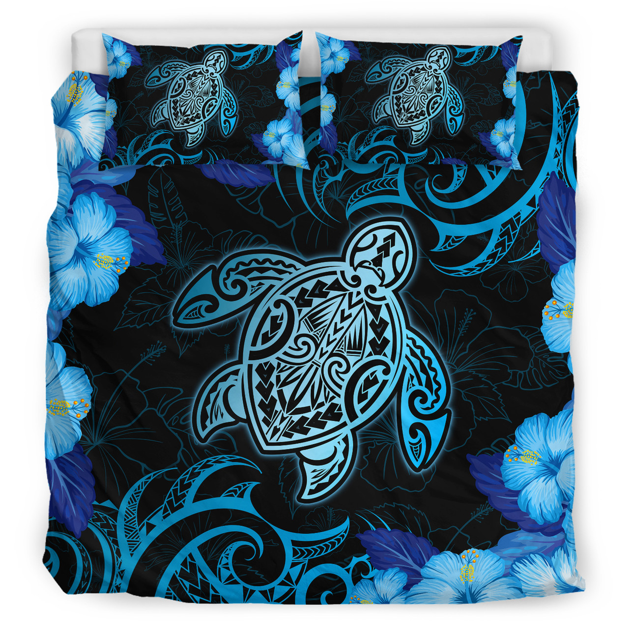 Hawaii Bedding Set - Hawaii Turtle Hibiscus Blue