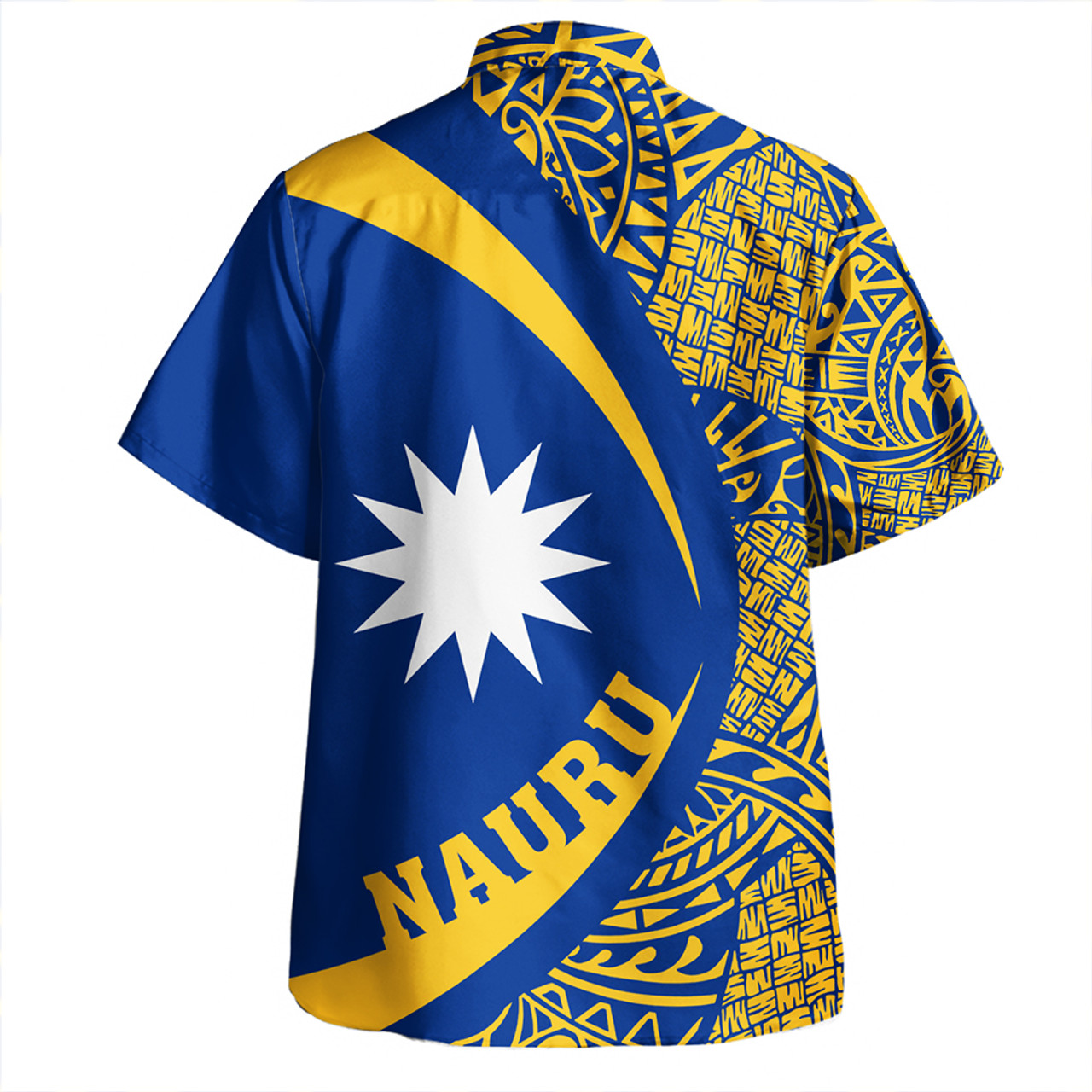 Nauru Hawaiian Shirt Coat Of Arm Lauhala Circle