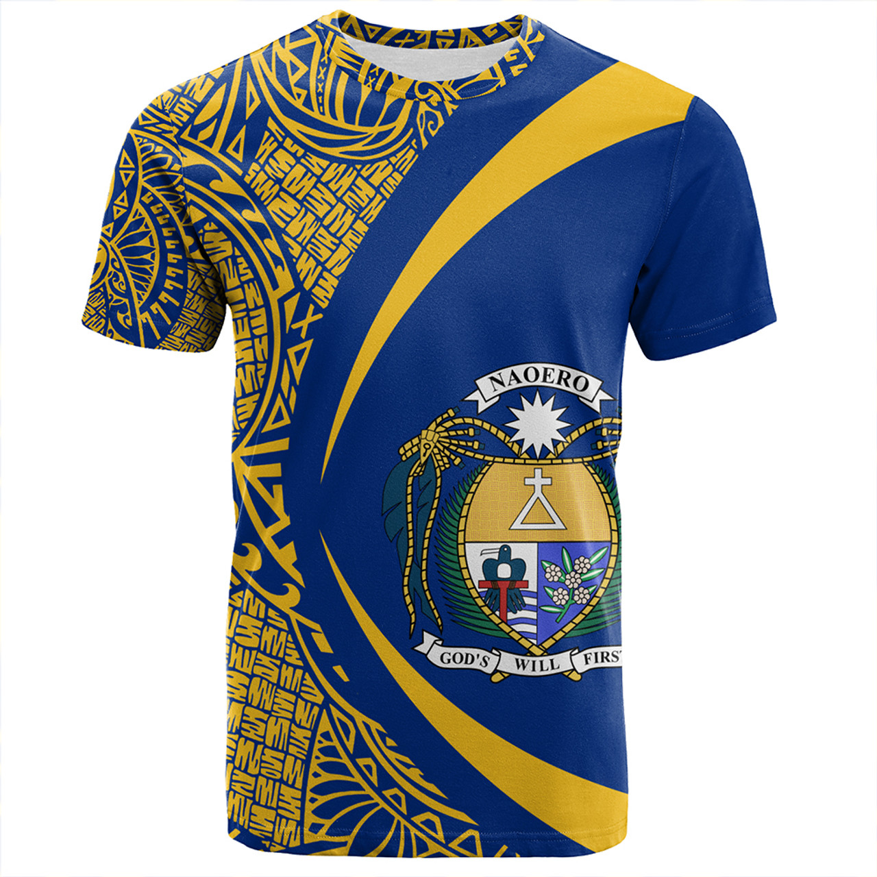 Nauru T-Shirt Coat Of Arm Lauhala Circle