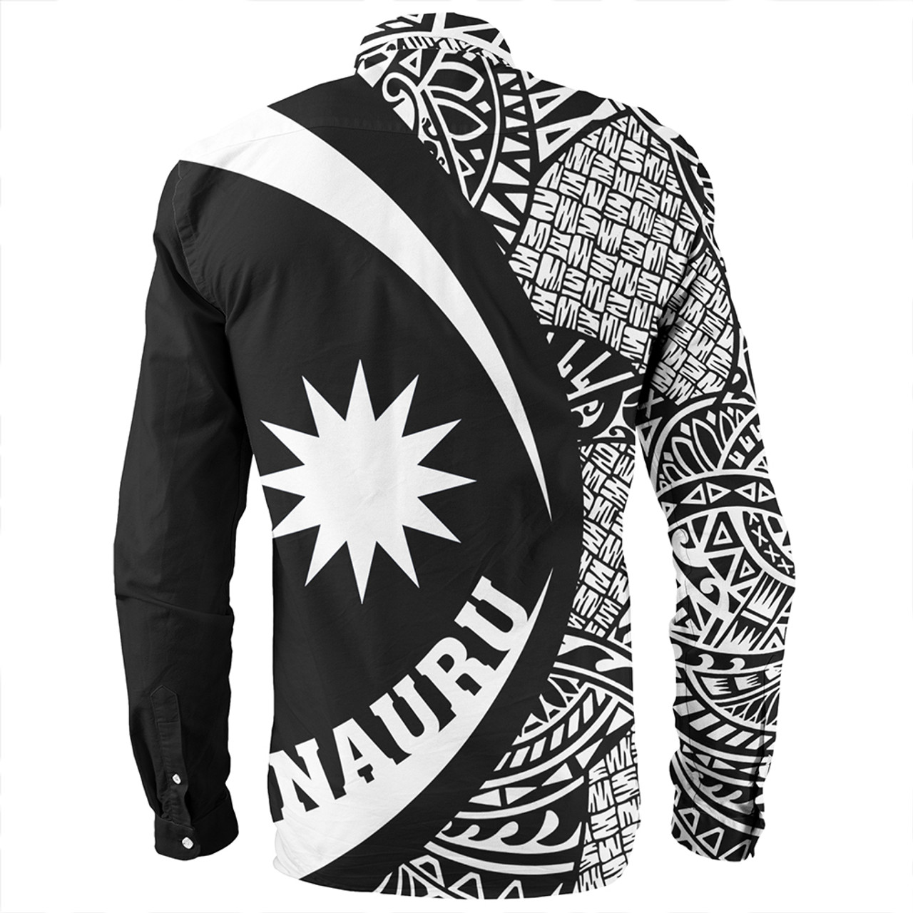 Nauru Long Sleeve Shirt Coat Of Arm Lauhala White Circle