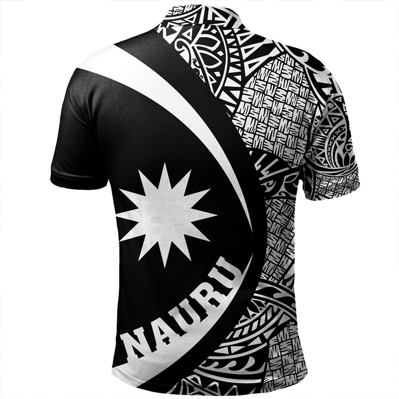 Nauru Polo Shirt Coat Of Arm Lauhala White Circle