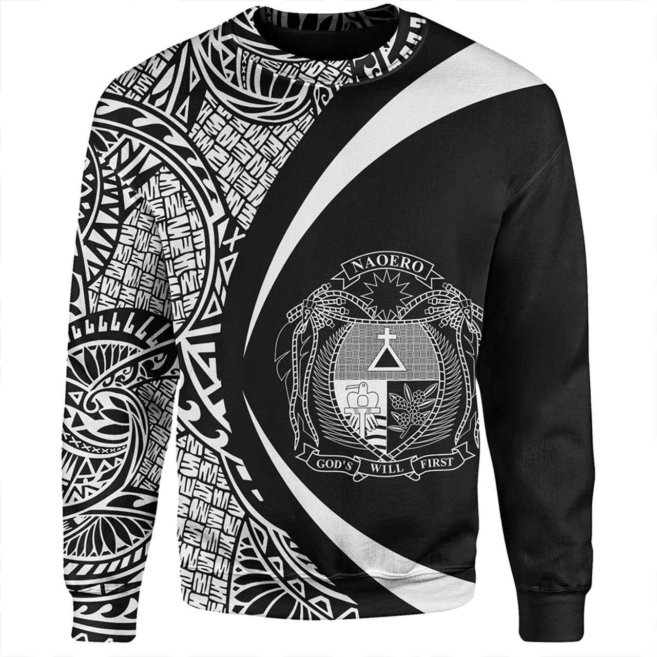 Nauru Sweatshirt Coat Of Arm Lauhala White Circle