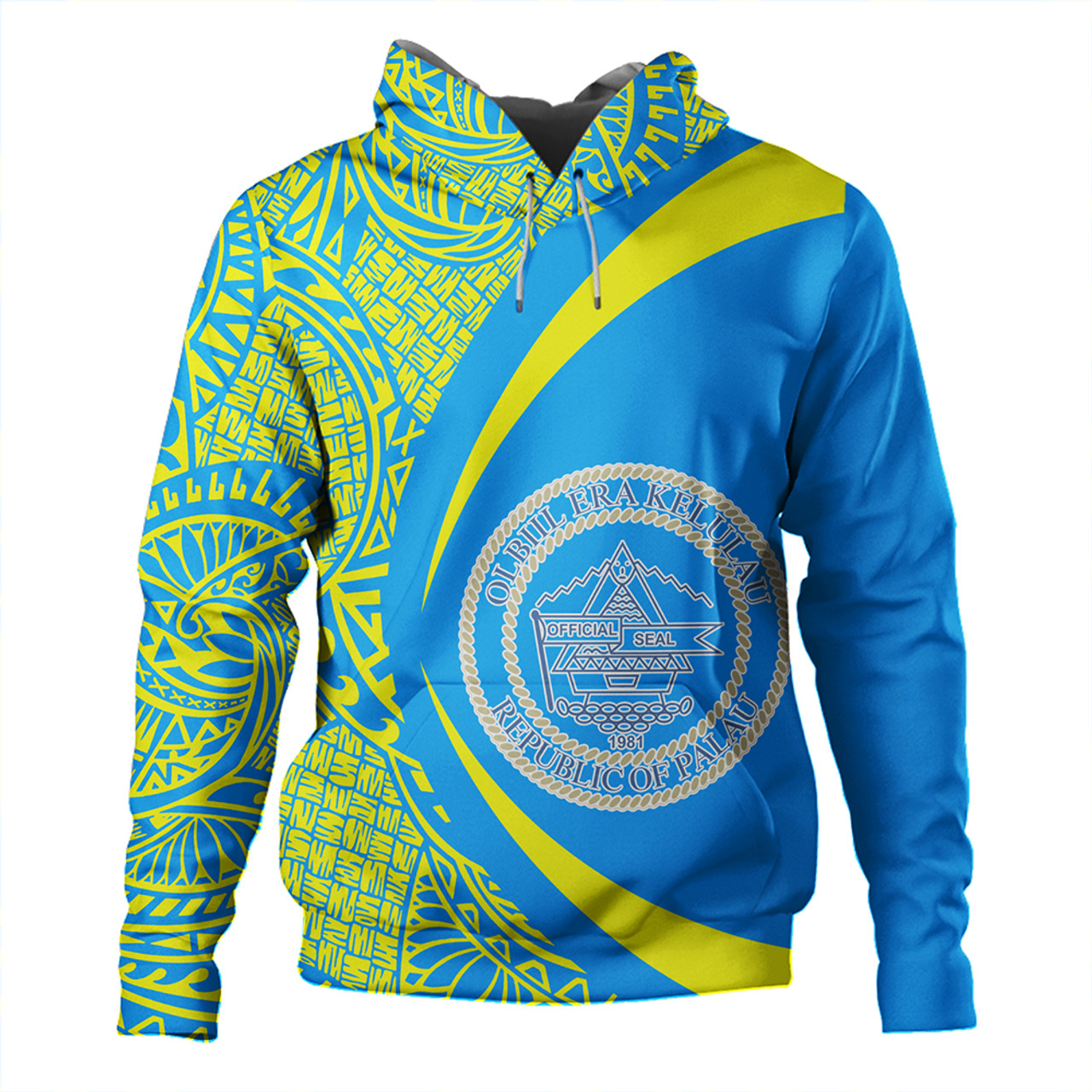 Palau Hoodie Coat Of Arm Lauhala Circle