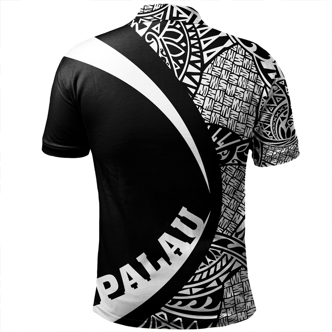 Palau Polo Shirt Coat Of Arm Lauhala White Circle