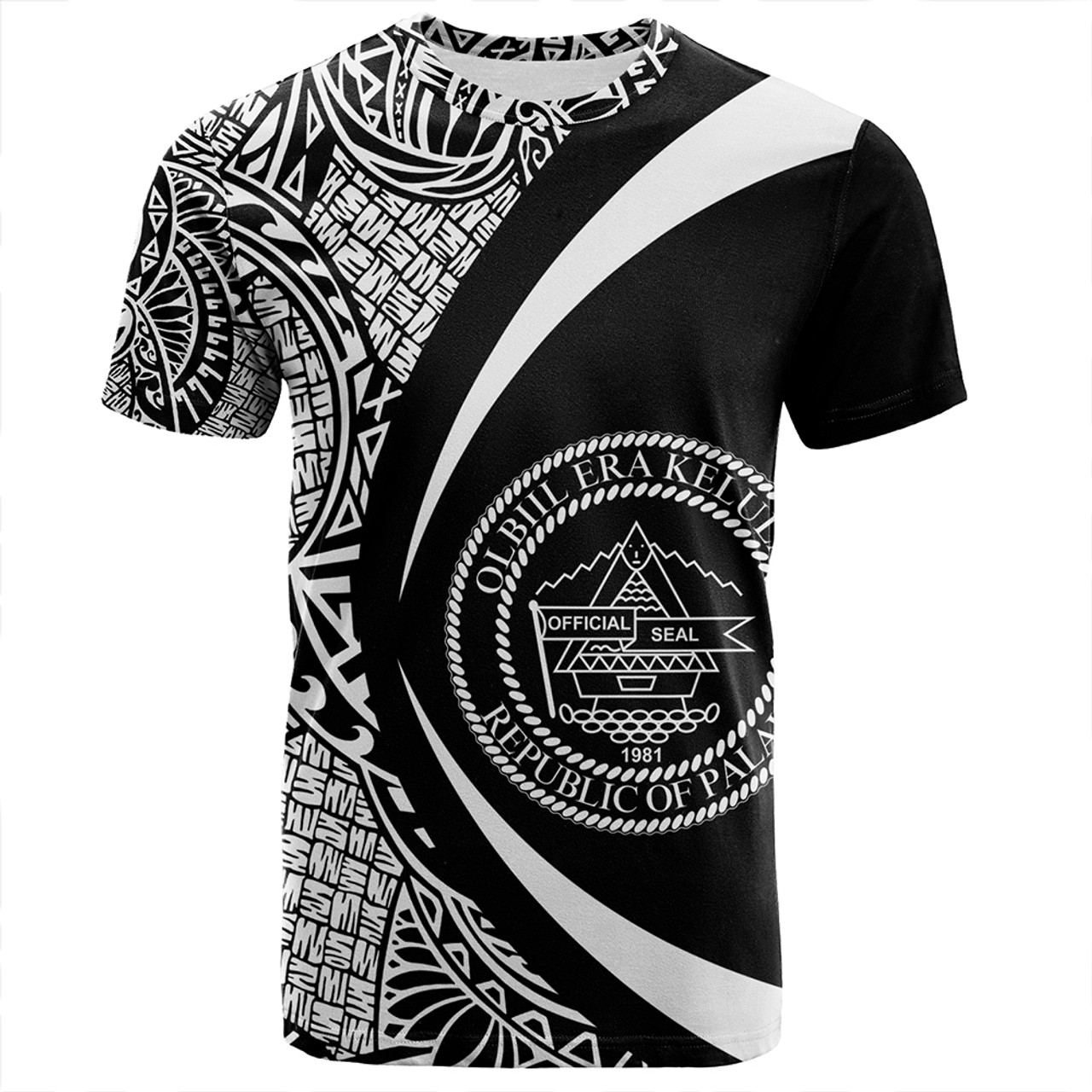 Palau T-Shirt Coat Of Arm Lauhala White Circle