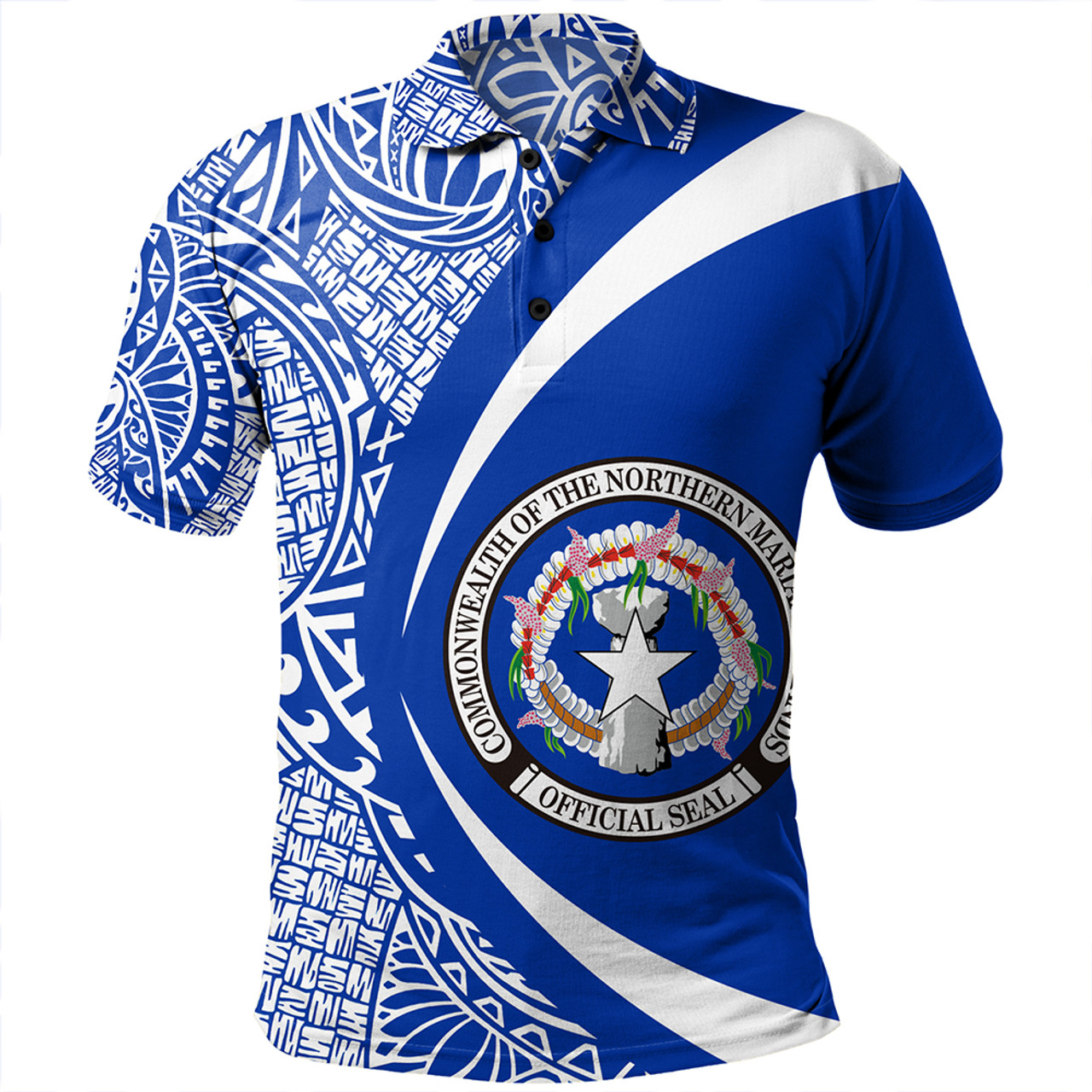 Northern Mariana Islands Polo Shirt Coat Of Arm Lauhala Circle