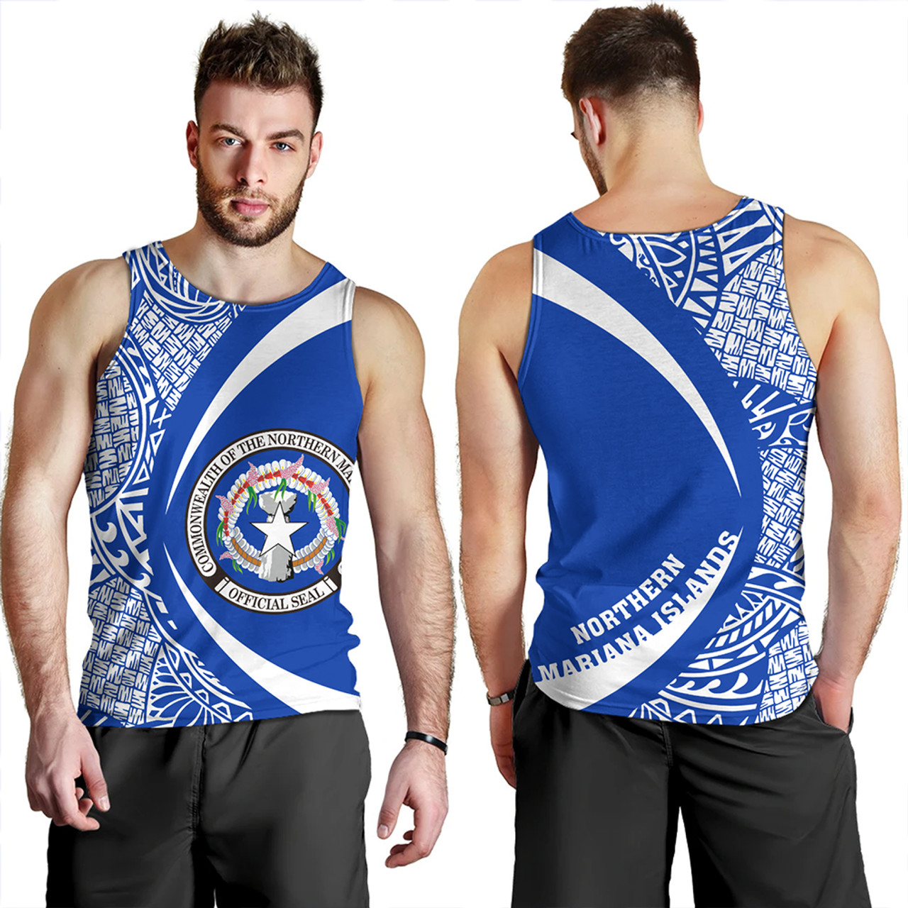 Northern Mariana Islands Tank Top Coat Of Arm Lauhala Circle