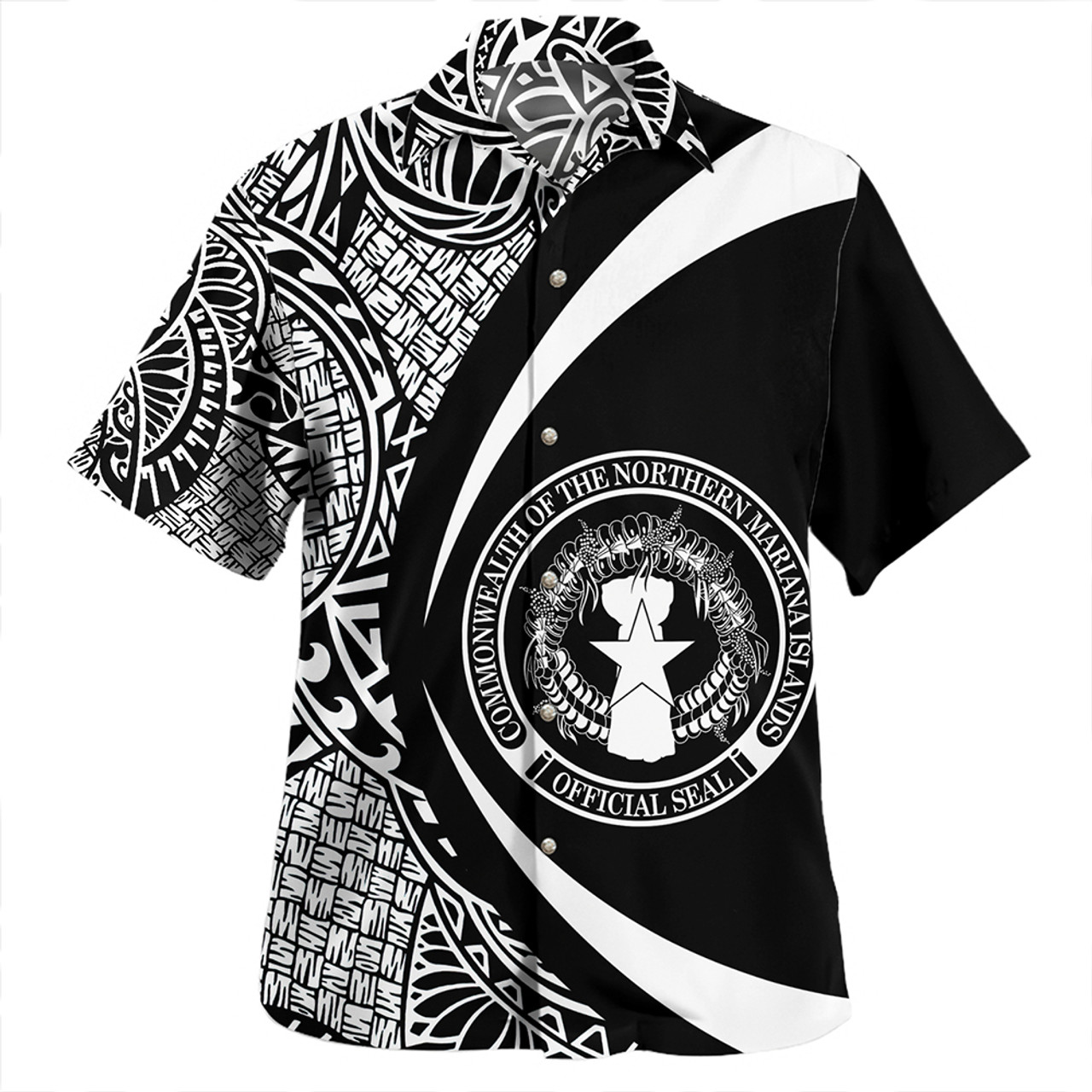 Northern Mariana Islands Hawaiian Shirt Coat Of Arm Lauhala White Circle