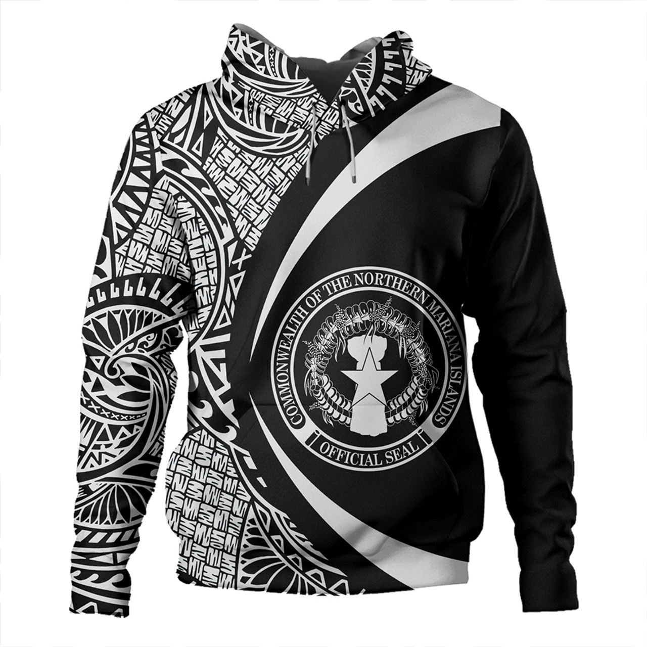 Northern Mariana Islands Hoodie Coat Of Arm Lauhala White Circle