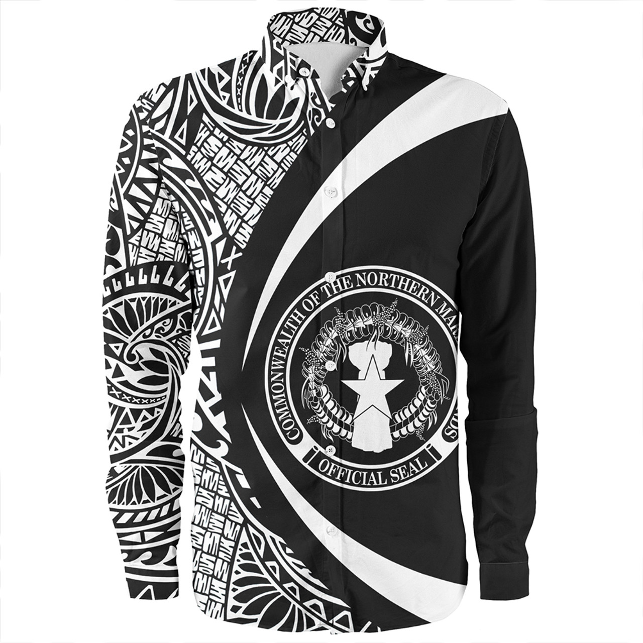 Northern Mariana Islands Long Sleeve Shirt Coat Of Arm Lauhala White Circle