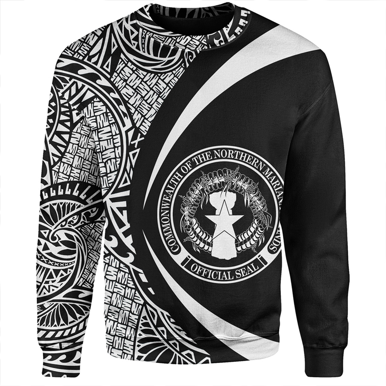 Northern Mariana Islands Sweatshirt Coat Of Arm Lauhala White Circle