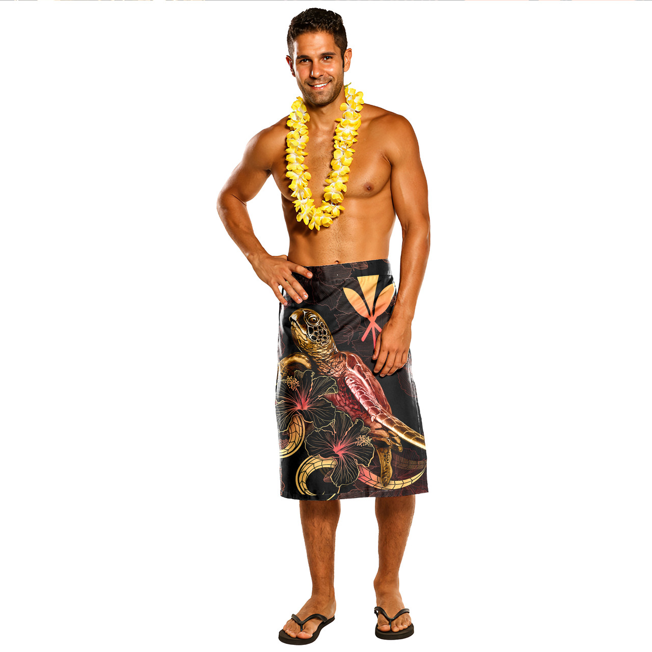 Hawaii Kanaka Maoli Lavalava - Custom Hawaii Kanaka Maoli With Turtle Blooming Hibiscus Gold