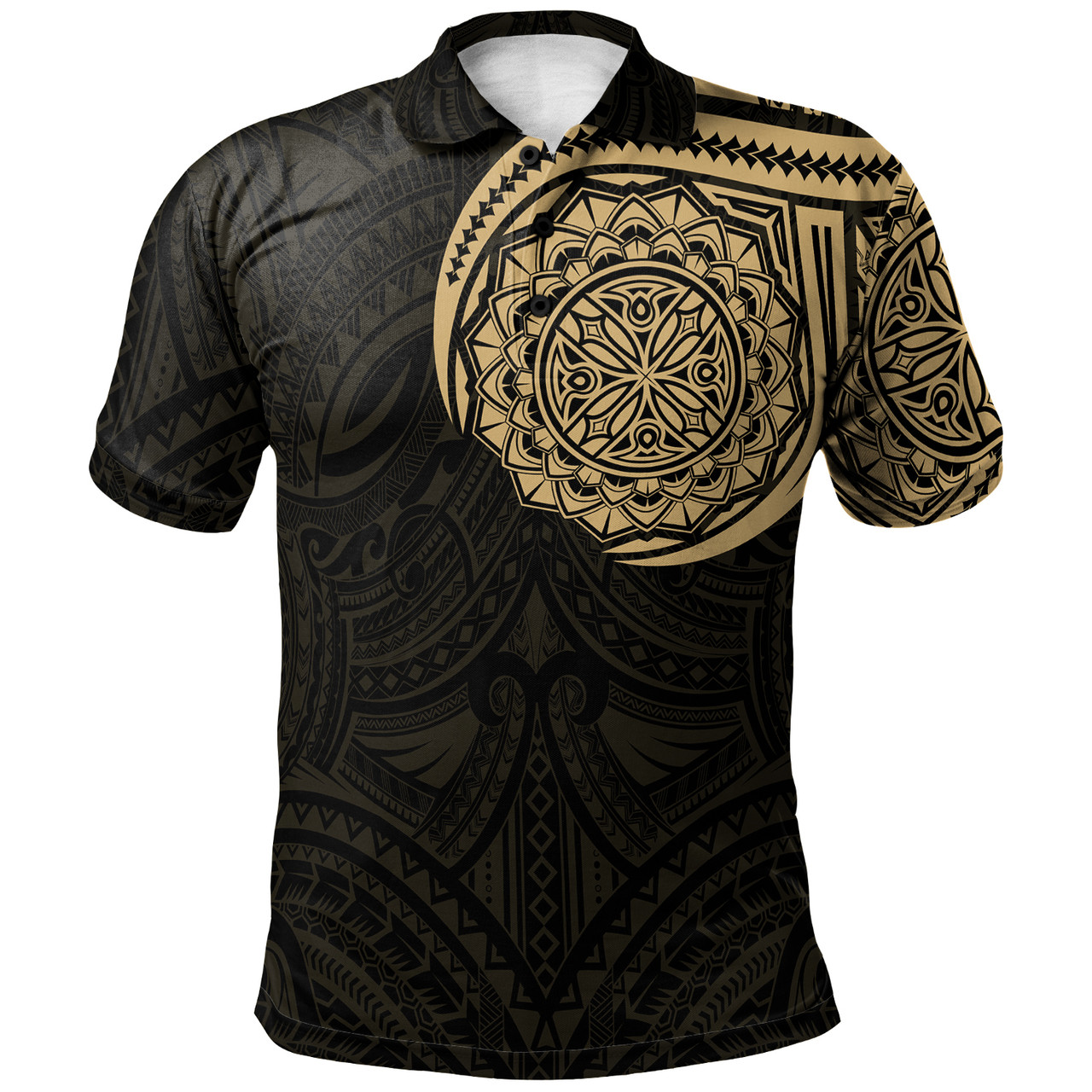 Polynesian Polo Shirt - Polynesian Flowers Tattoo Style