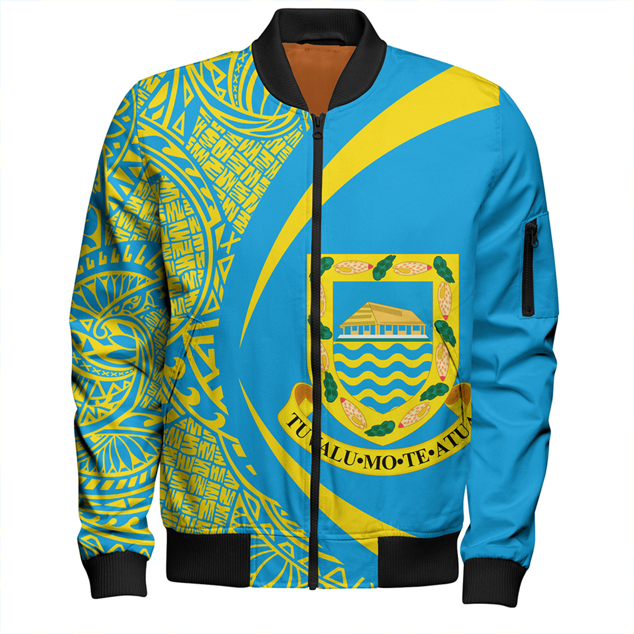 Tuvalu Bomber Jacket Coat Of Arm Lauhala Circle