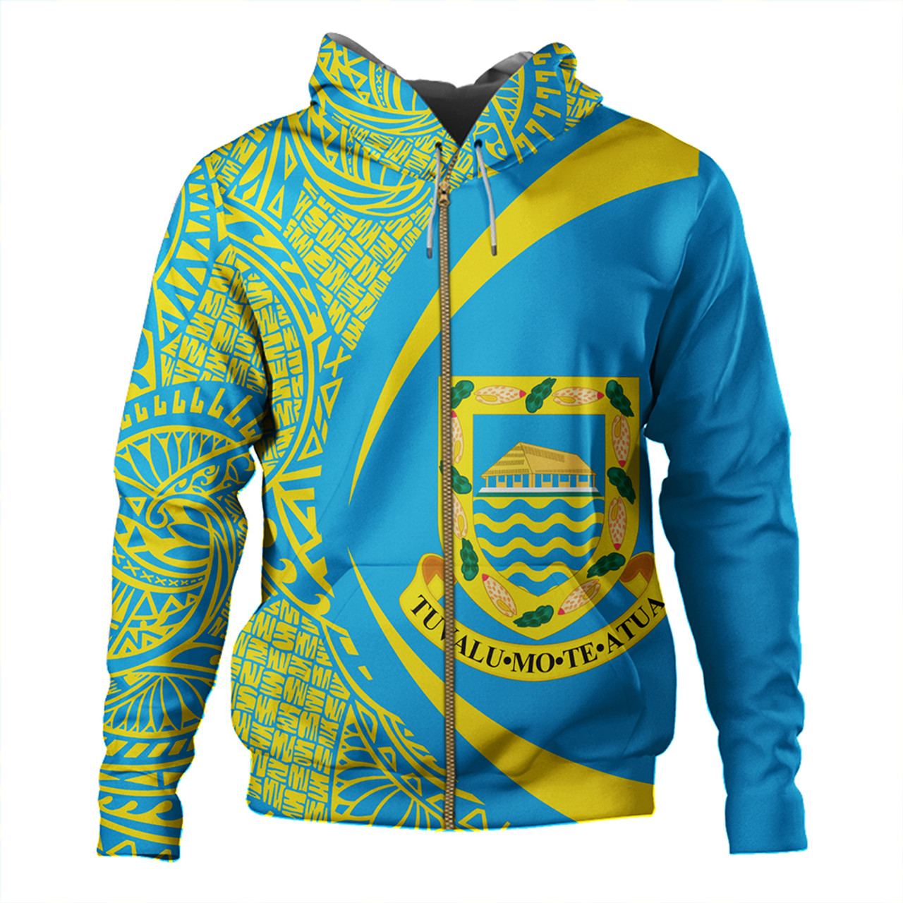 Tuvalu Hoodie Coat Of Arm Lauhala Circle