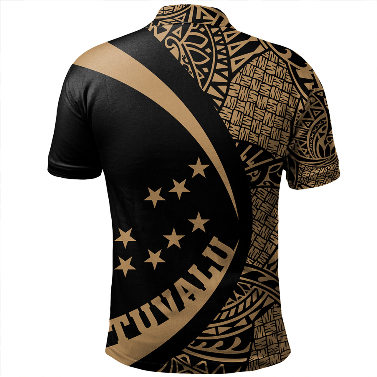 Tuvalu Polo Shirt Coat Of Arm Lauhala Gold Circle