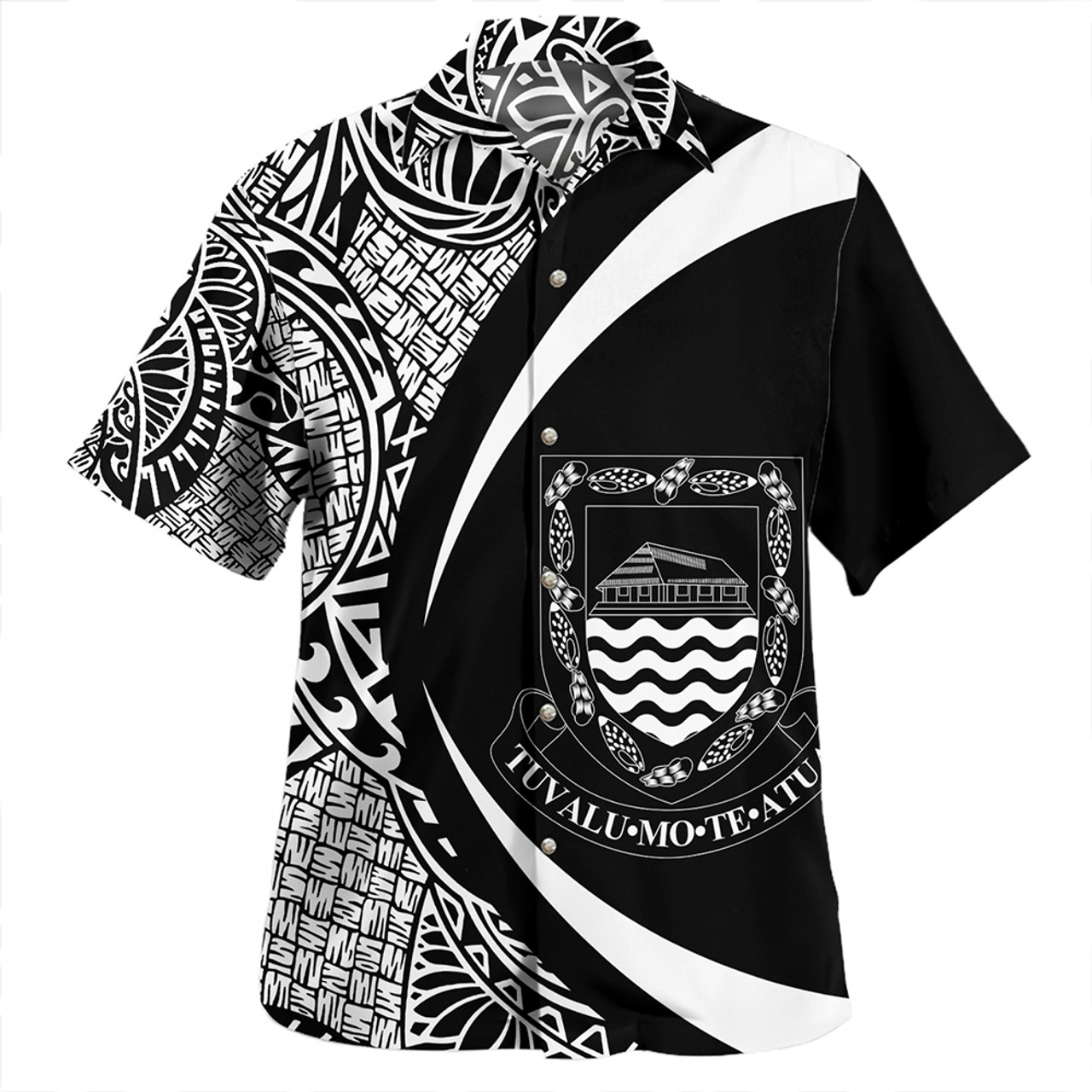 Tuvalu Hawaiian Shirt Coat Of Arm Lauhala White Circle