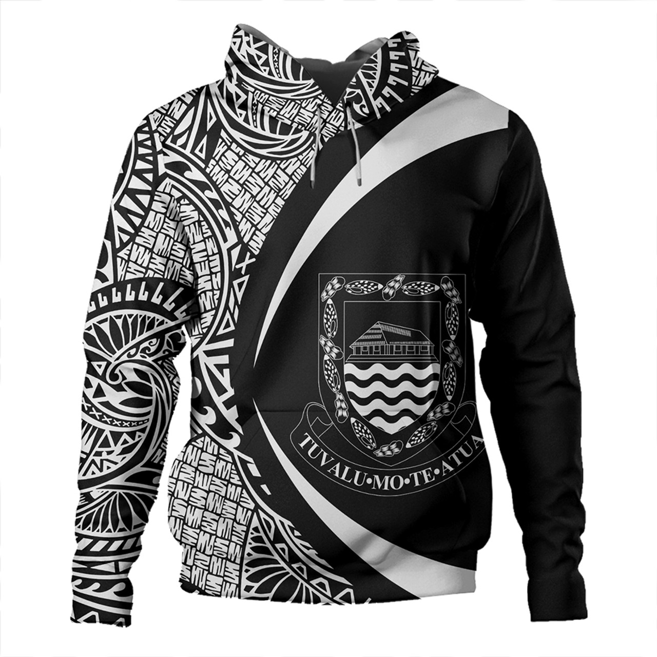 Tuvalu Hoodie Coat Of Arm Lauhala White Circle