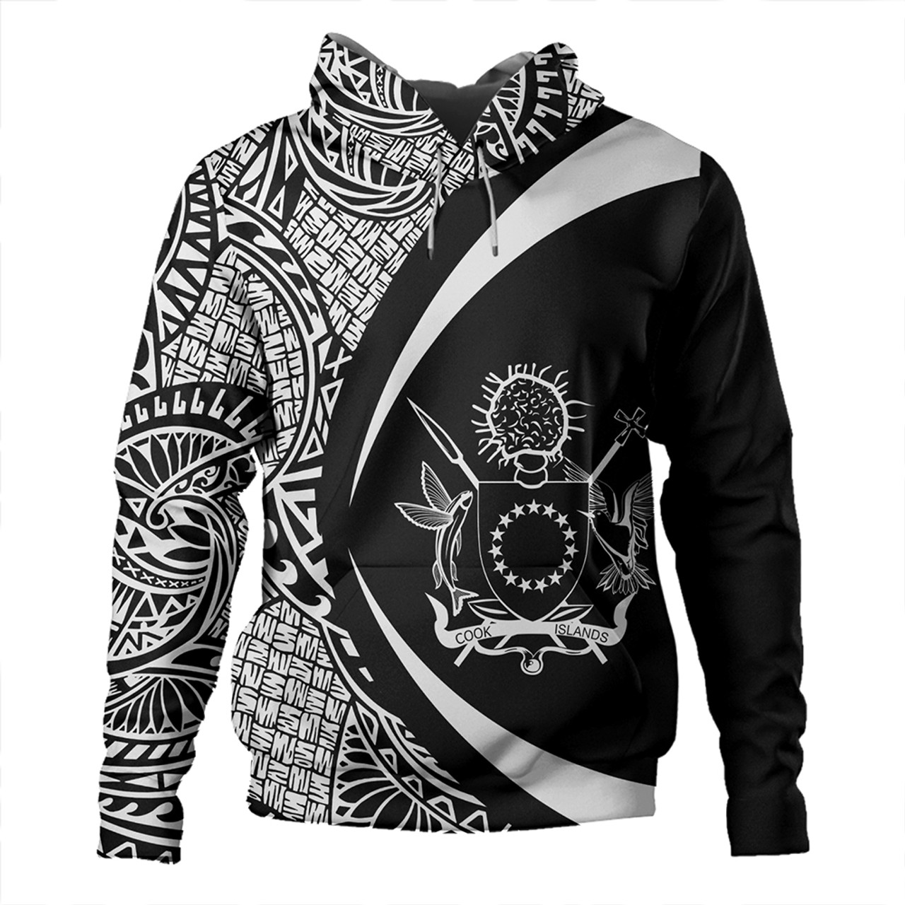 Cook Islands Hoodie Coat Of Arm Lauhala White Circle