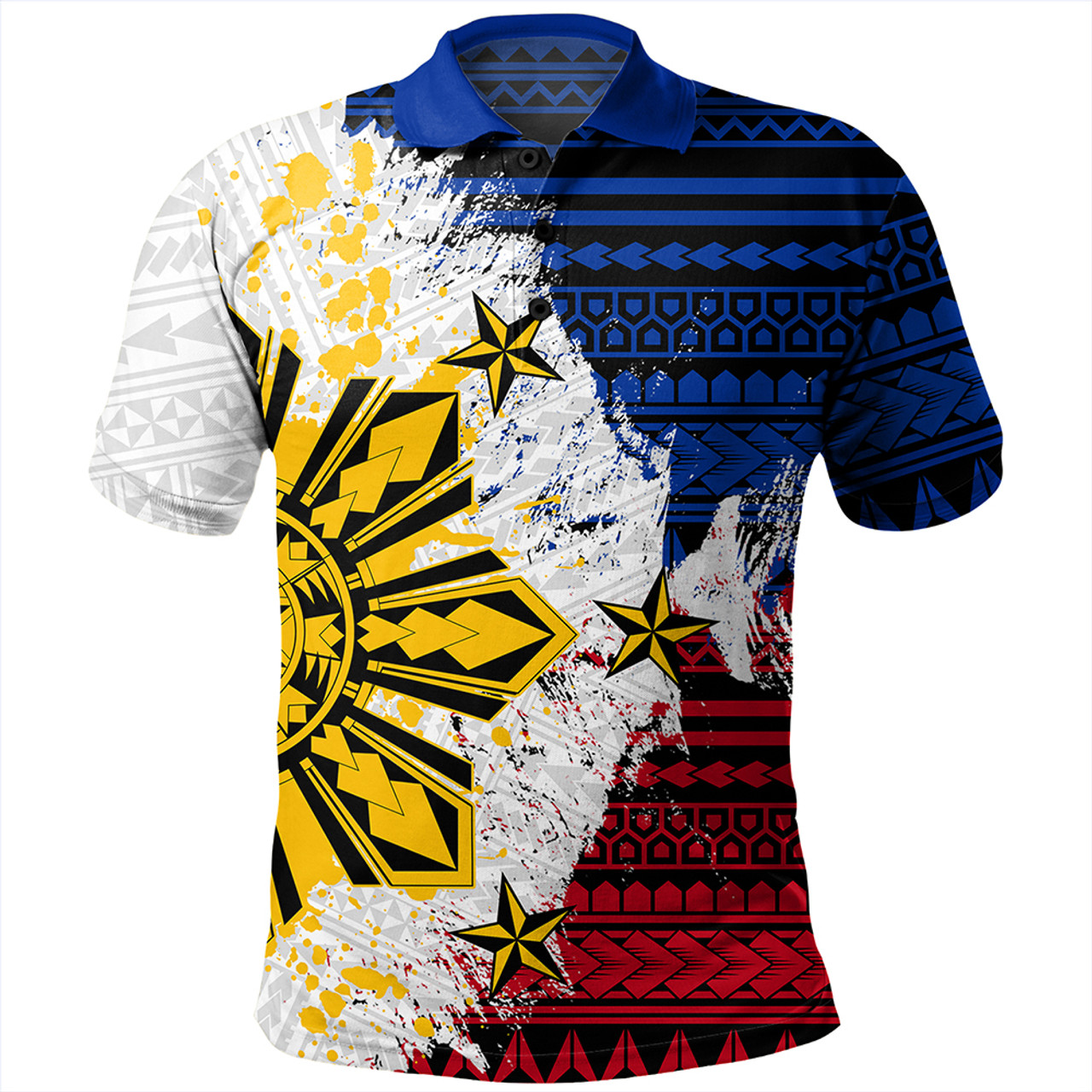 Philippines Polo Shirt Filipino Sun Flag Grunge Style