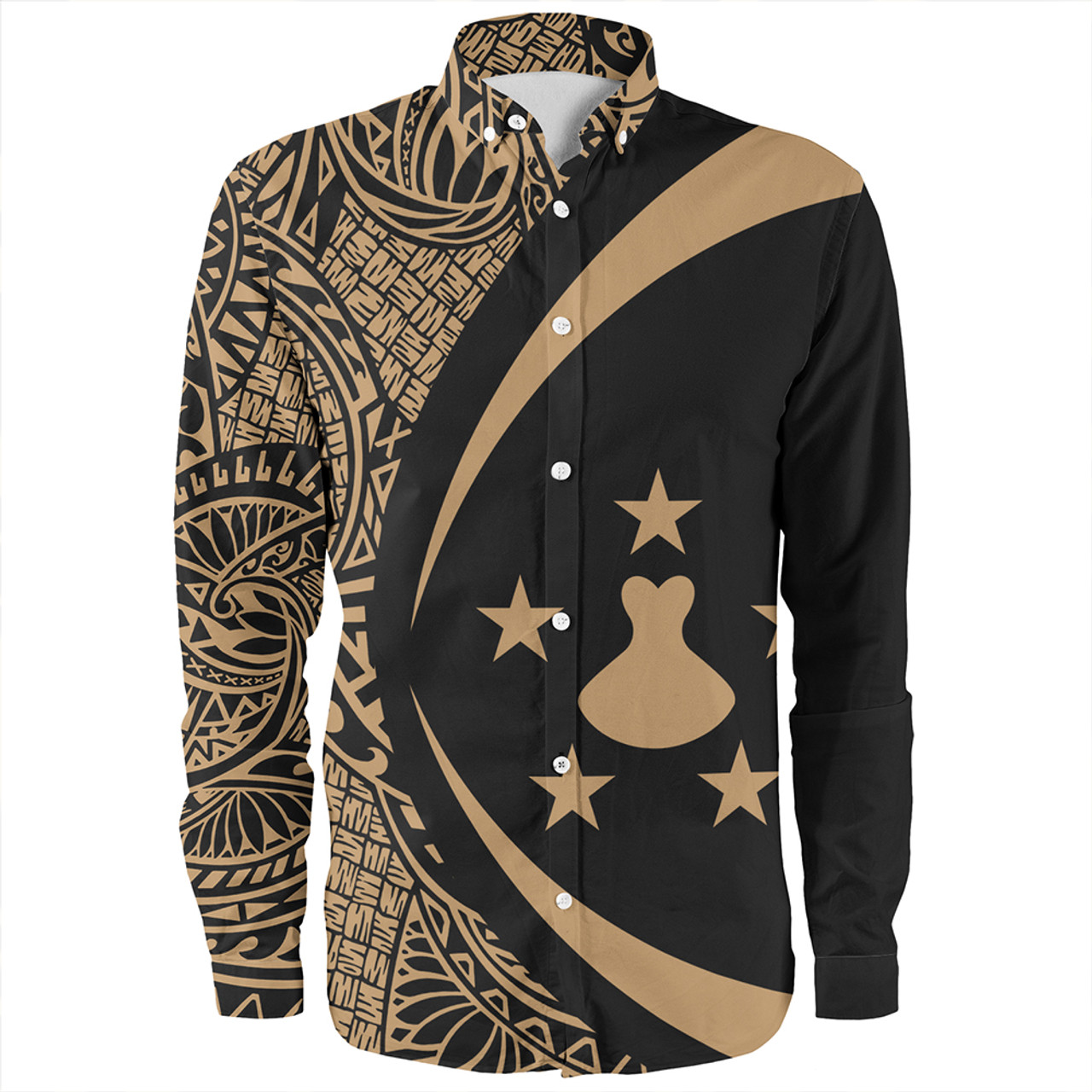 Austral Islands Long Sleeve Shirt Coat Of Arm Lauhala Gold Circle