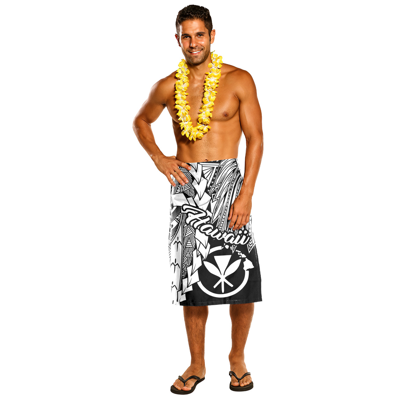 Hawaii Lavalava - Tribal Wave Tattoo White