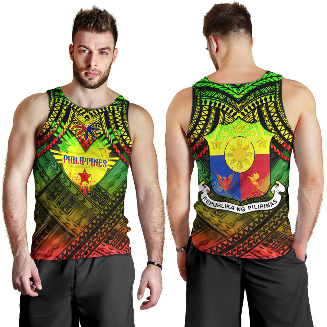 Philippines Polynesian Men Tank Top - Custom Hope Begins In Your Home Reggae Style