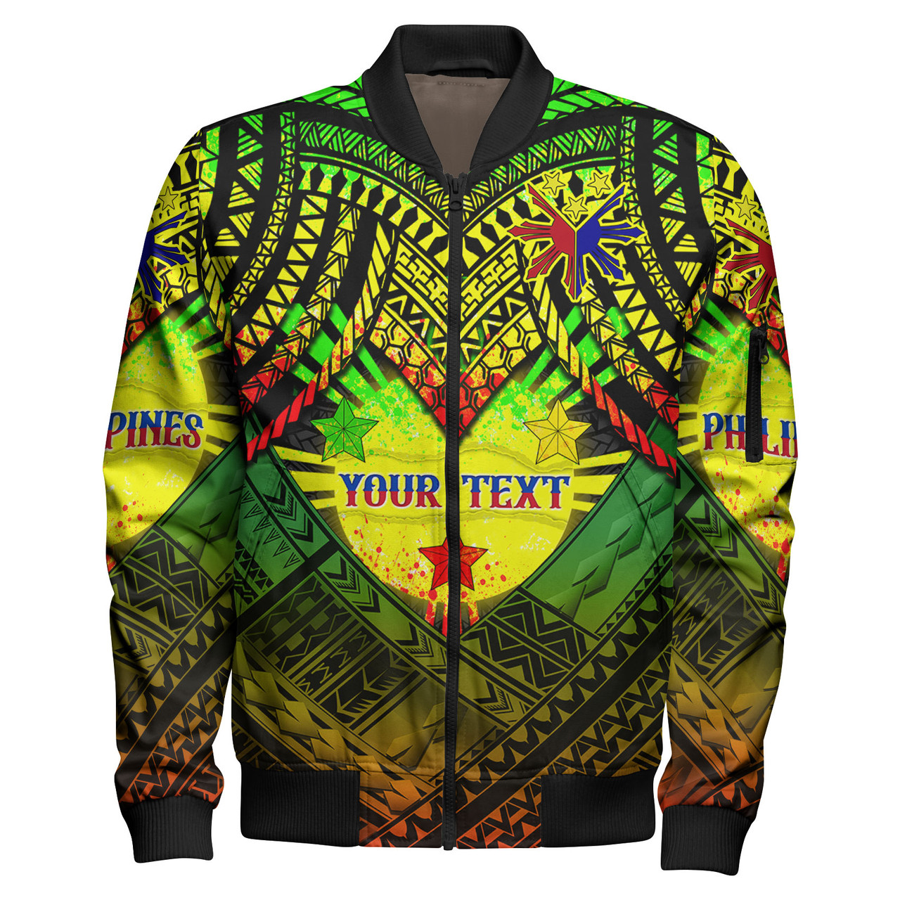 Philippines Polynesian Bomber Jacket - Custom Hope Begins In Your Home Reggae Style