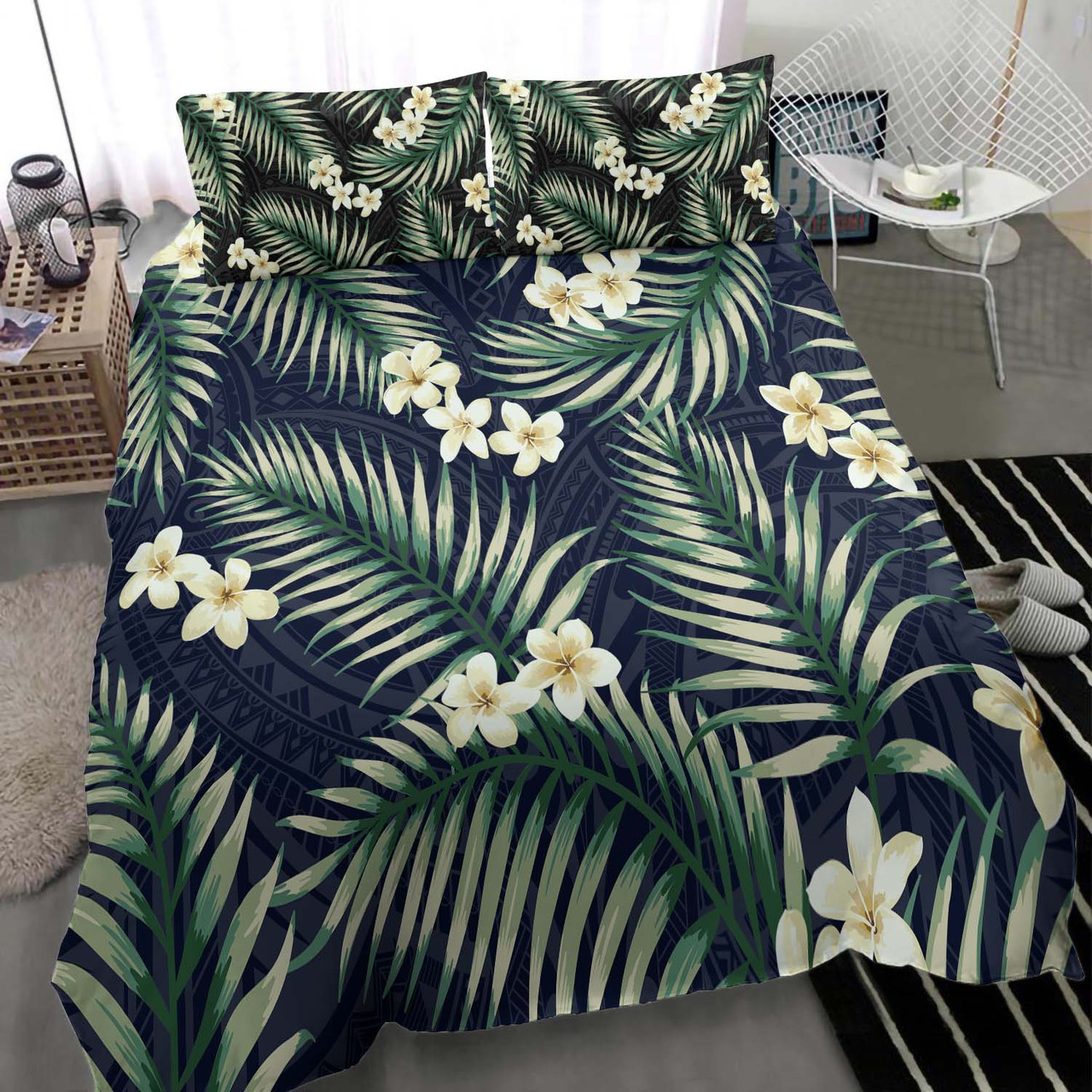 Hawaii Polynesian Bedding Set - Hawaii Plumeria Flower Sleeves