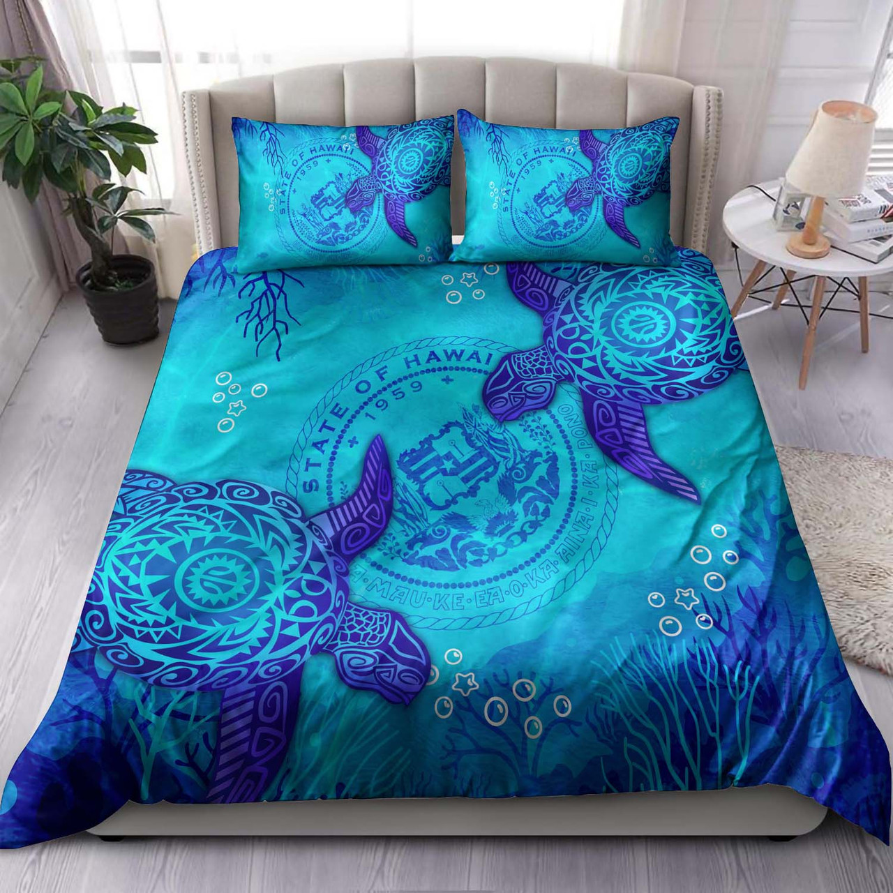 Hawaii Polynesian Bedding Set - Hawaii Turtle Ocean