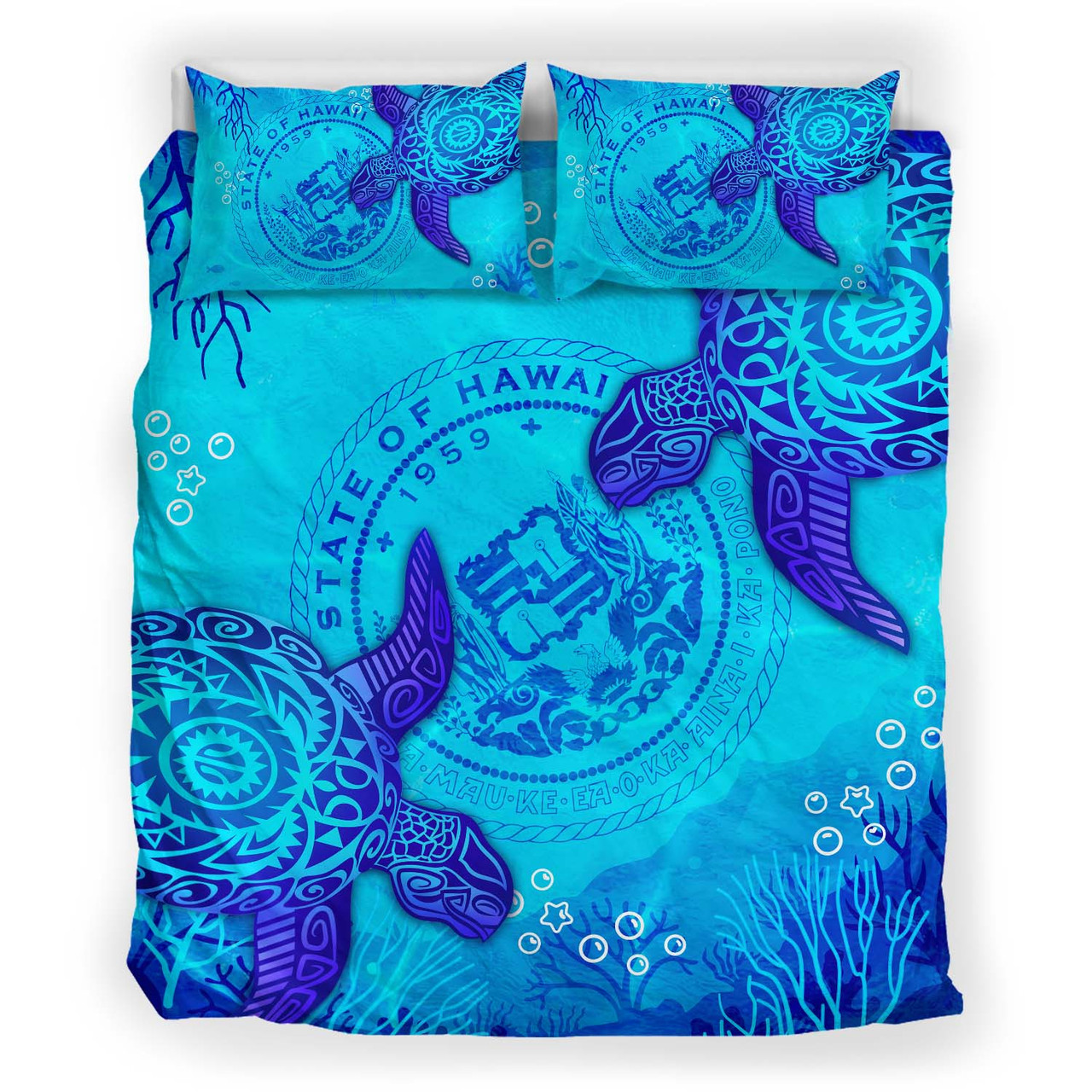 Hawaii Polynesian Bedding Set - Hawaii Turtle Ocean