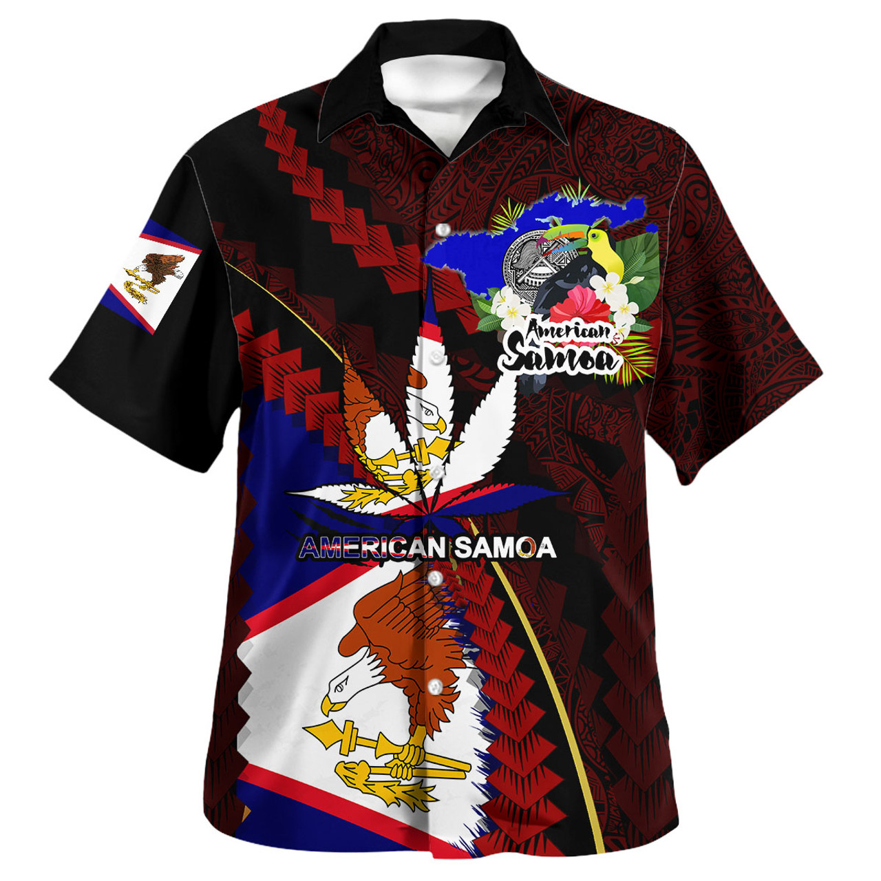 American Samoa Combo Dress And Shirt - American Samoa State Flag And Marijuana Leaf Polynesian Style