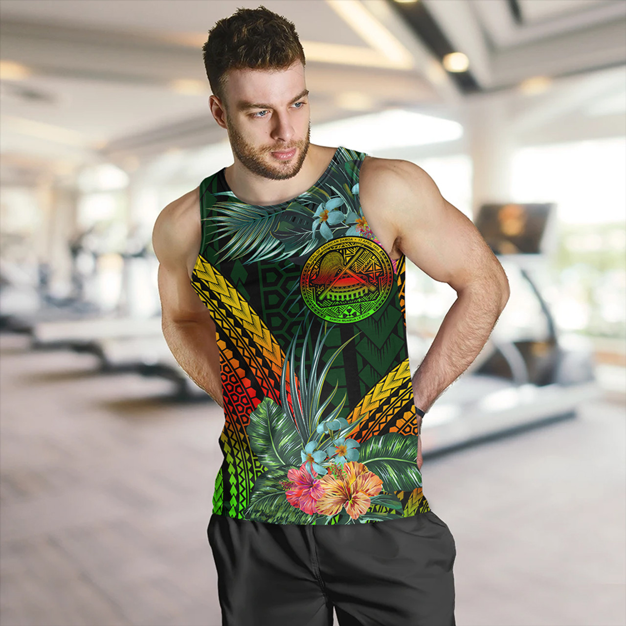 American Samoa Tank Top Polynesian Tropical Style Flower