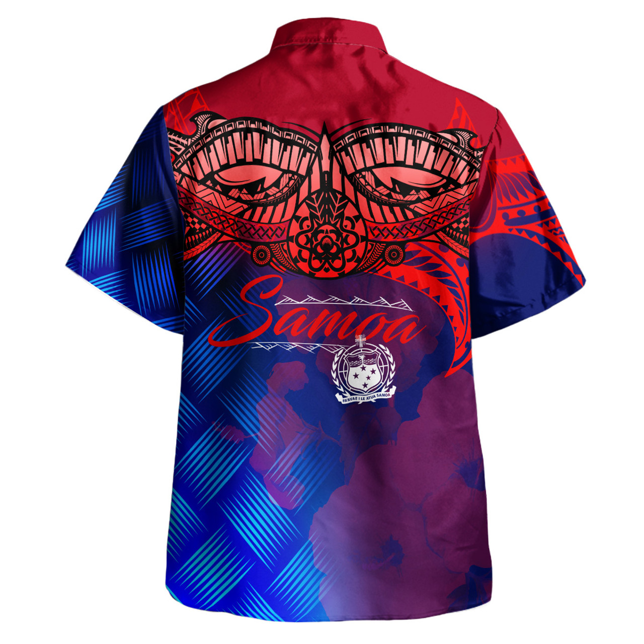 Samoa Polynesian Hawaiian Shirt - Samoa Coat Of Arms with Lauhala Tribal Pattern