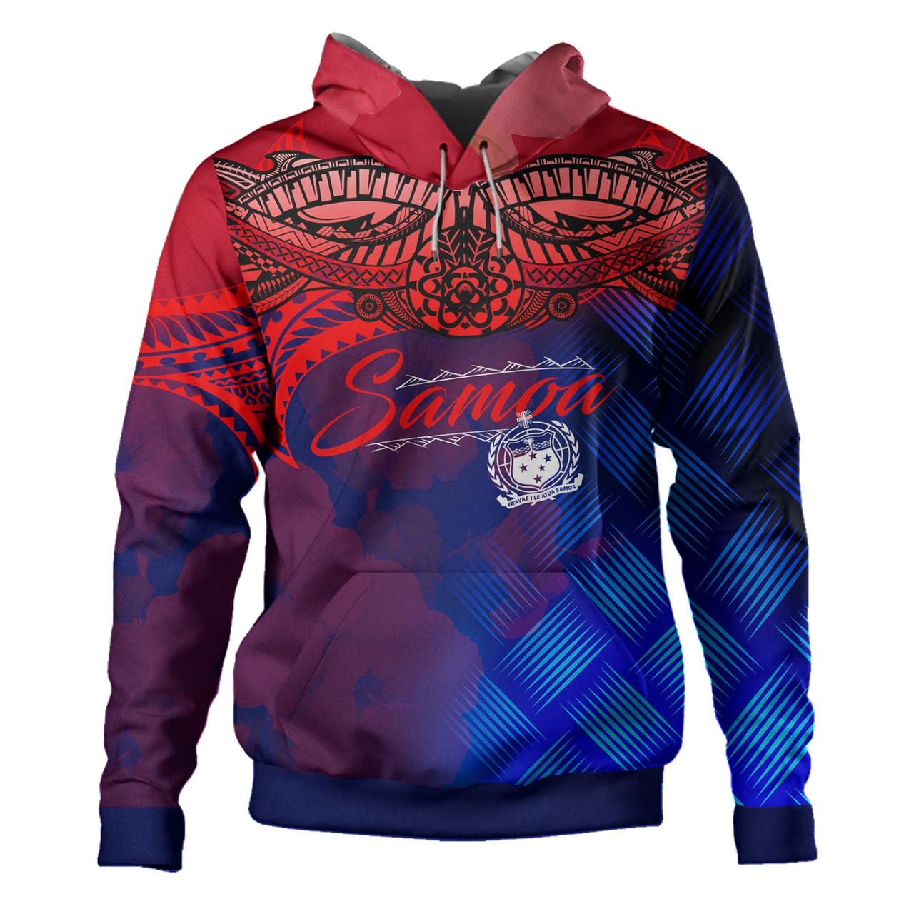 Samoa Polynesian Hoodie - Samoa Coat Of Arms with Lauhala Tribal Pattern