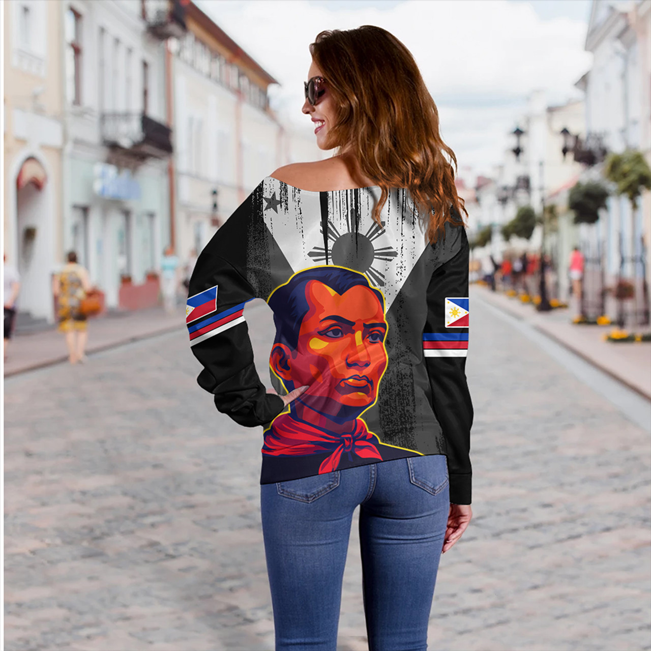 Philippines Off Shoulder Sweatshirt Katipunan Andres Bonifacio