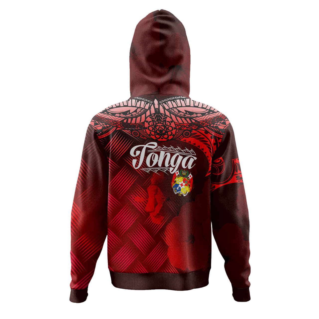 Tonga Polynesian Hoodie - Tonga Coat Of Arms with Lauhala Tribal Pattern