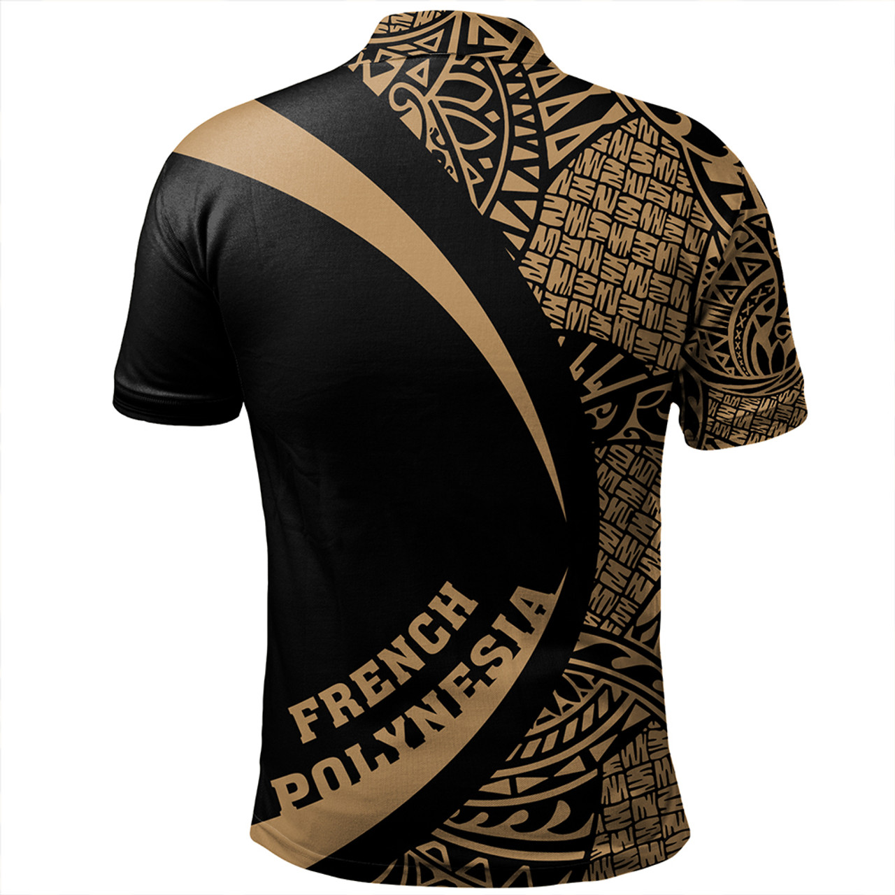 French Polynesia Polo Shirt Coat Of Arm Lauhala Gold Circle
