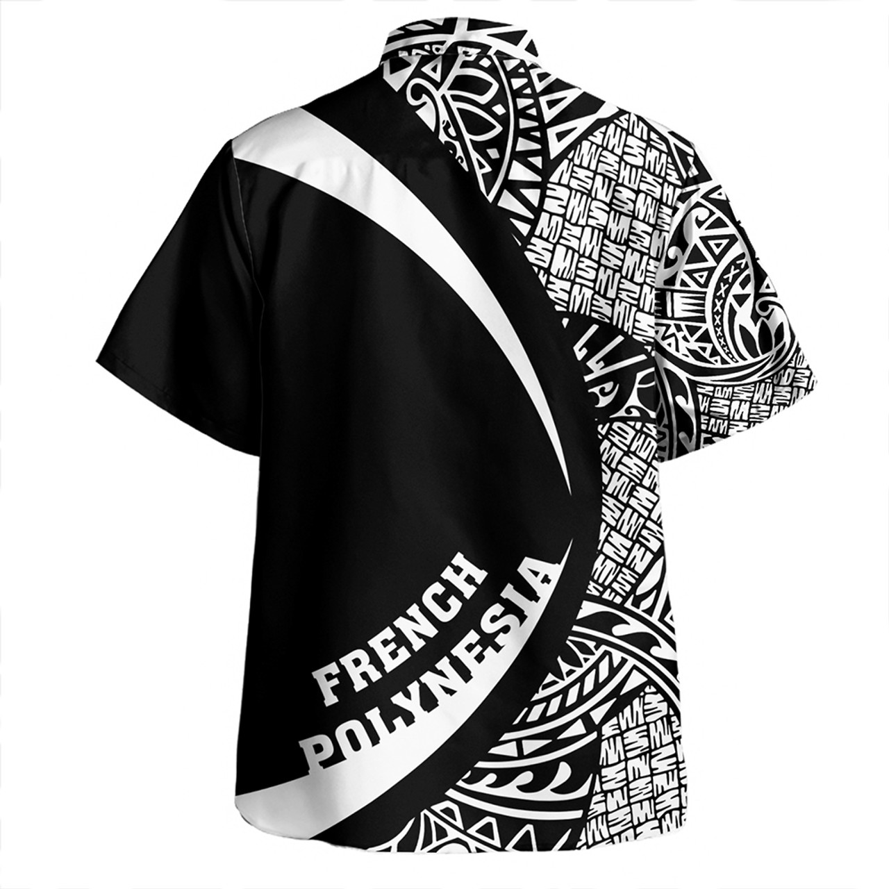 French Polynesia Hawaiian Shirt Coat Of Arm Lauhala White Circle