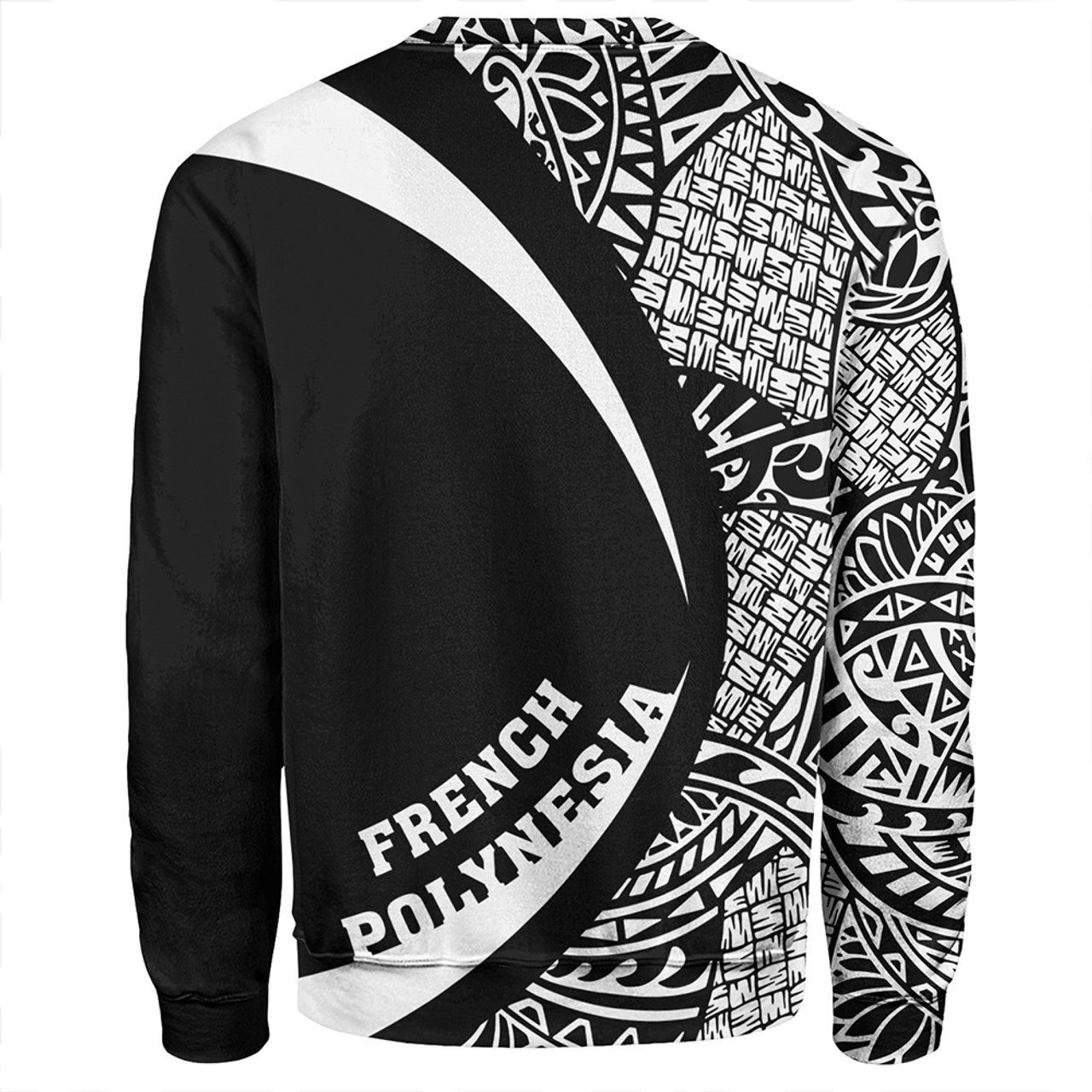French Polynesia Sweatshirt Coat Of Arm Lauhala White Circle