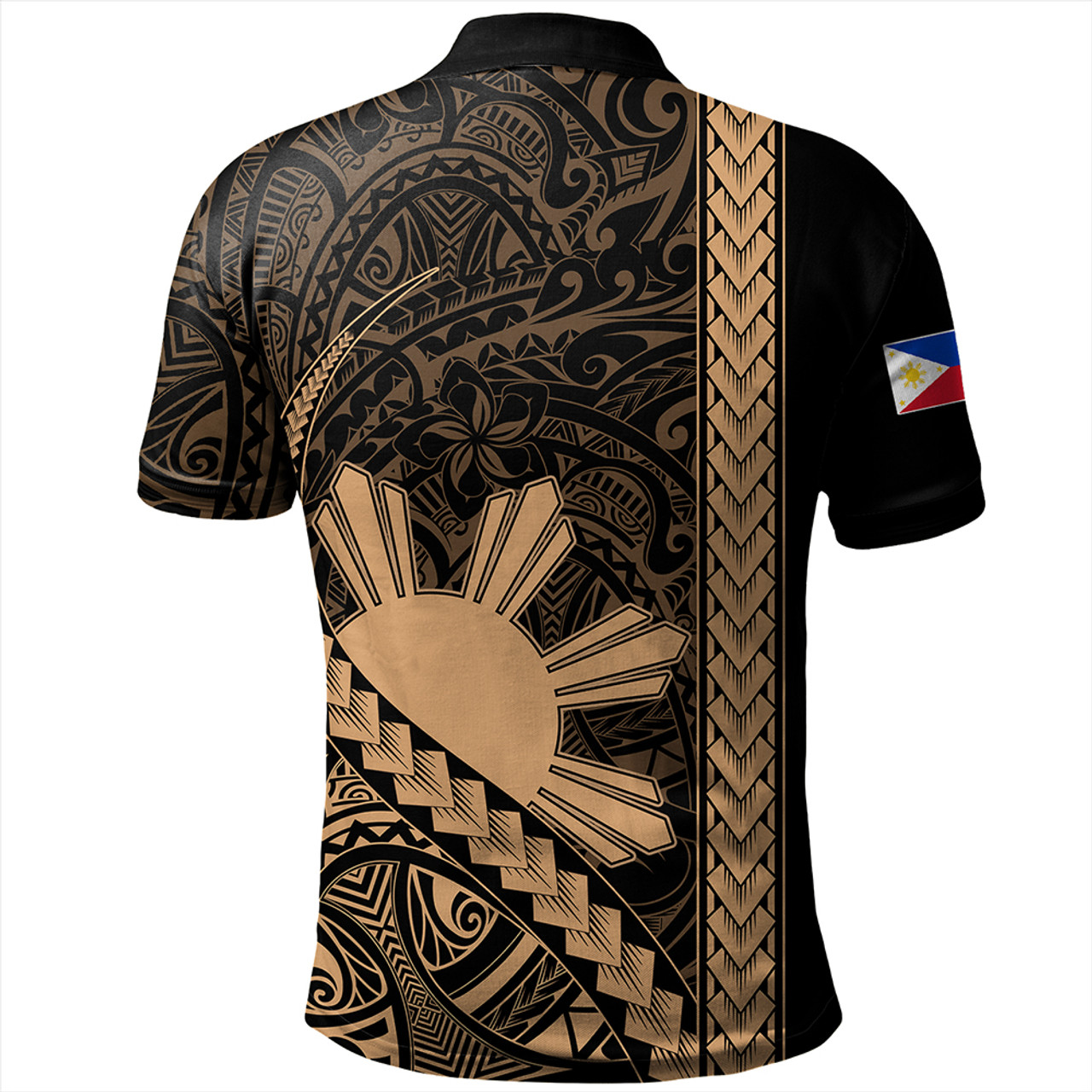 Philippines Polo Shirt Tribal Polynesian Sun Gold