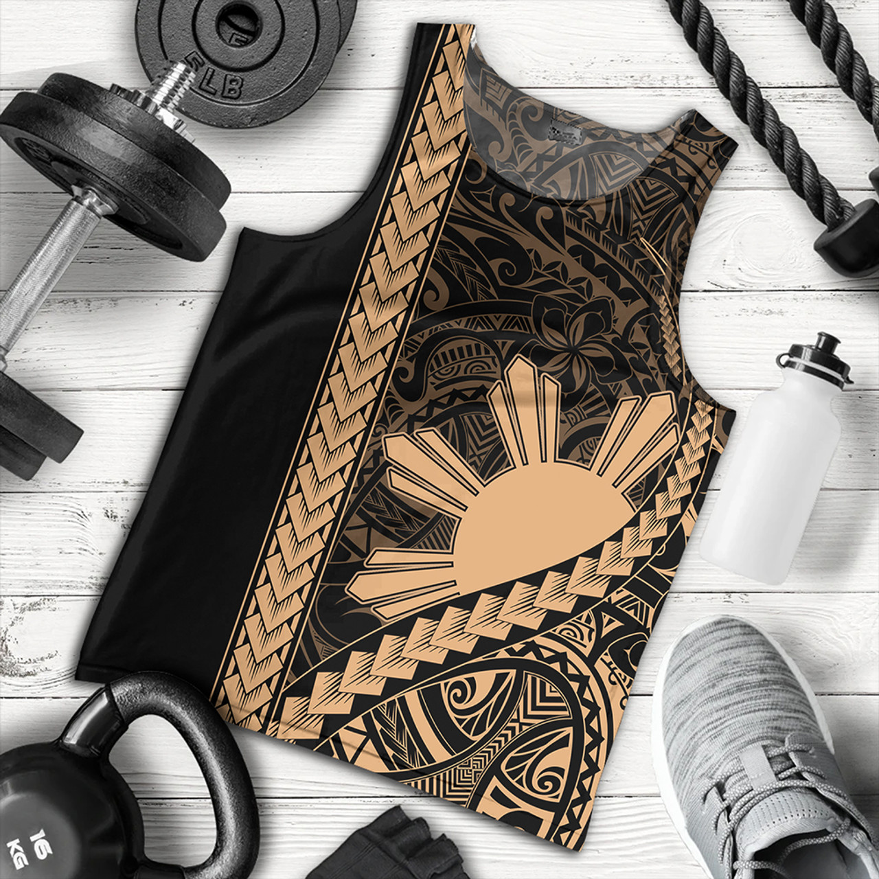 Philippines Tank Top Tribal Polynesian Sun Gold