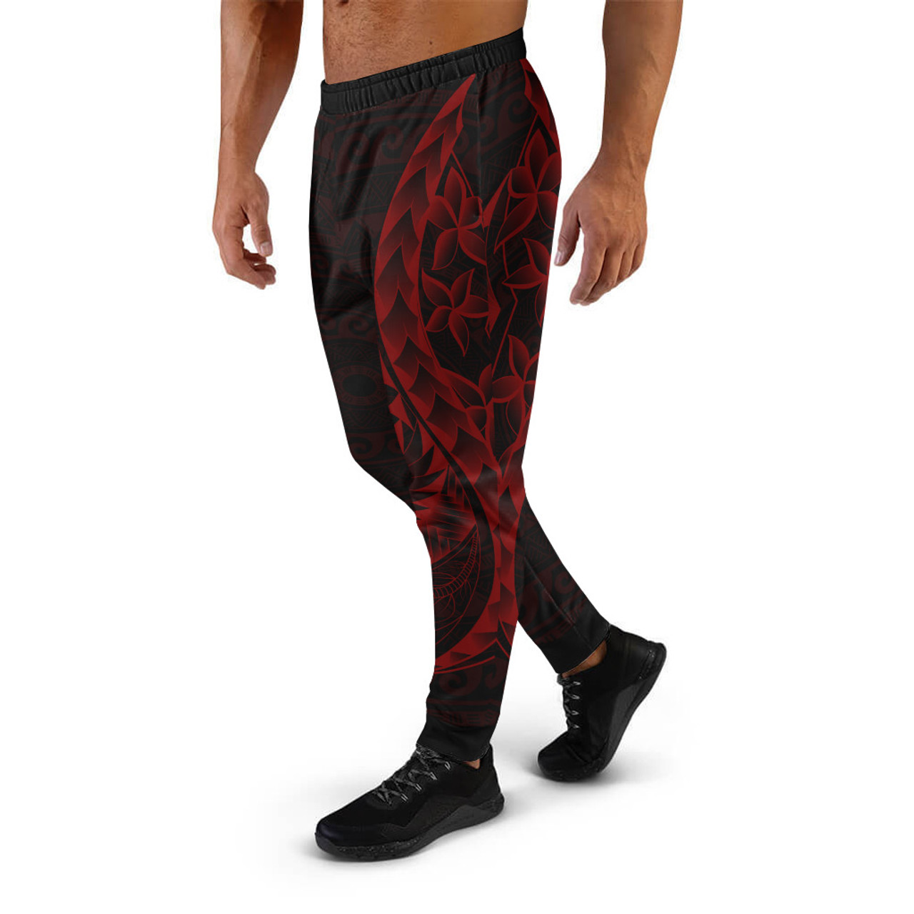 Polynesian Jogger - Red Tribal One Side